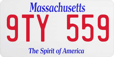 MA license plate 9TY559