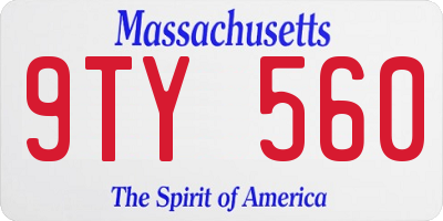 MA license plate 9TY560