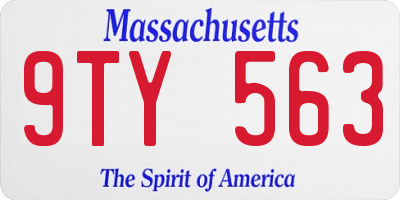 MA license plate 9TY563