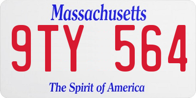 MA license plate 9TY564