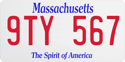 MA license plate 9TY567