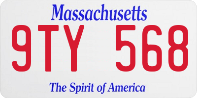 MA license plate 9TY568