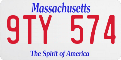 MA license plate 9TY574