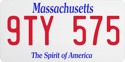 MA license plate 9TY575