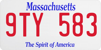 MA license plate 9TY583