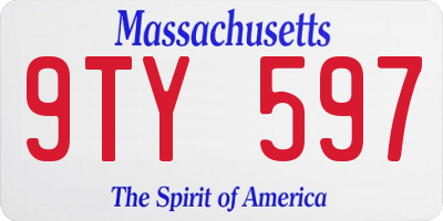 MA license plate 9TY597