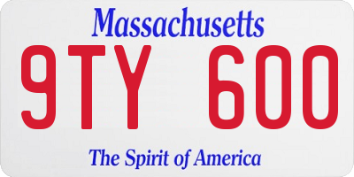 MA license plate 9TY600