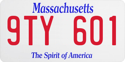 MA license plate 9TY601