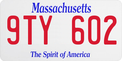 MA license plate 9TY602