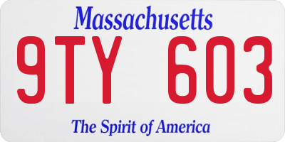 MA license plate 9TY603
