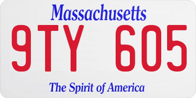 MA license plate 9TY605