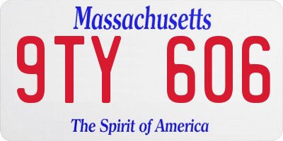 MA license plate 9TY606