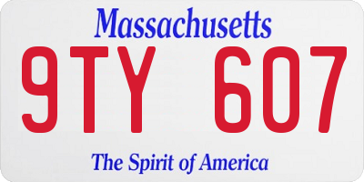MA license plate 9TY607