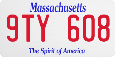 MA license plate 9TY608