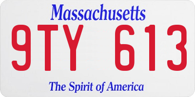 MA license plate 9TY613