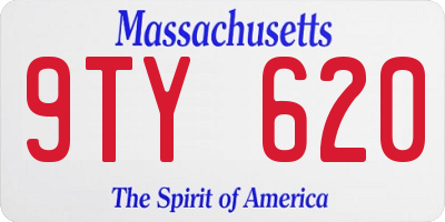 MA license plate 9TY620