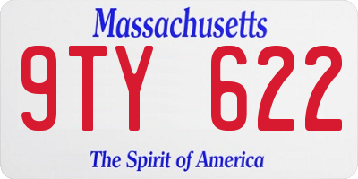 MA license plate 9TY622