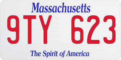 MA license plate 9TY623