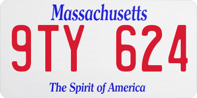 MA license plate 9TY624