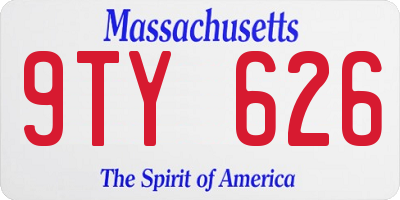 MA license plate 9TY626