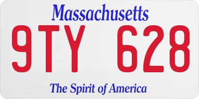 MA license plate 9TY628