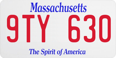 MA license plate 9TY630