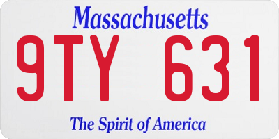 MA license plate 9TY631