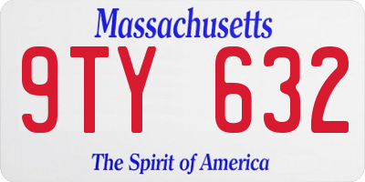 MA license plate 9TY632