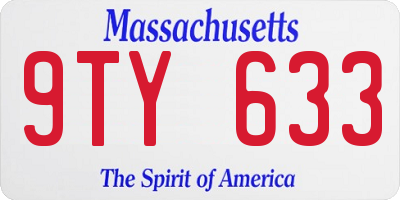 MA license plate 9TY633