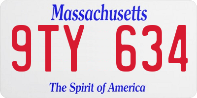 MA license plate 9TY634