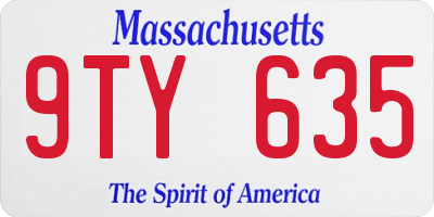 MA license plate 9TY635