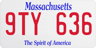 MA license plate 9TY636