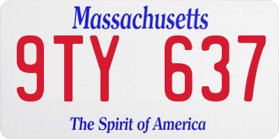 MA license plate 9TY637