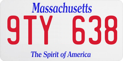 MA license plate 9TY638