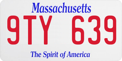 MA license plate 9TY639