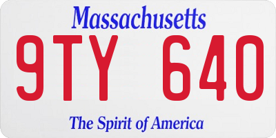 MA license plate 9TY640
