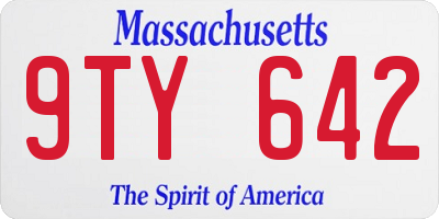 MA license plate 9TY642