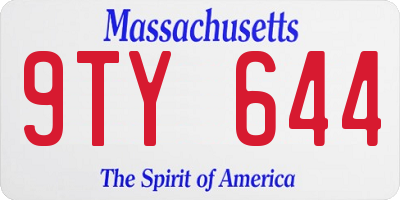 MA license plate 9TY644