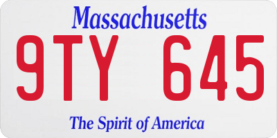 MA license plate 9TY645