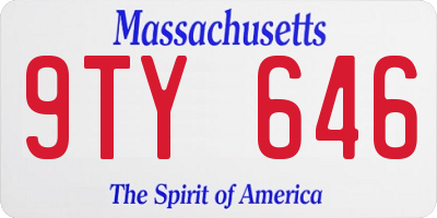 MA license plate 9TY646
