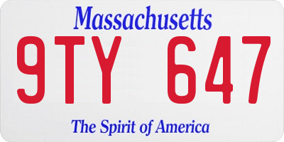 MA license plate 9TY647