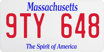 MA license plate 9TY648