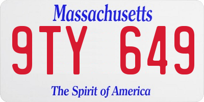 MA license plate 9TY649