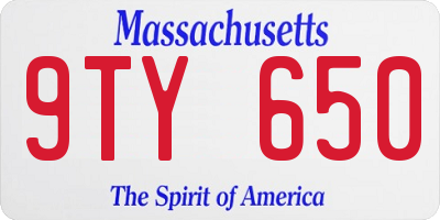 MA license plate 9TY650