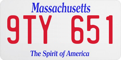 MA license plate 9TY651