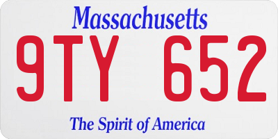 MA license plate 9TY652