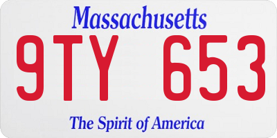 MA license plate 9TY653