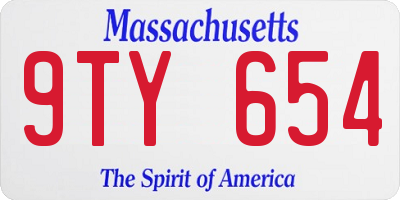 MA license plate 9TY654