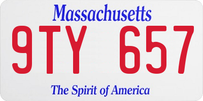 MA license plate 9TY657