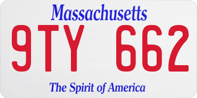 MA license plate 9TY662